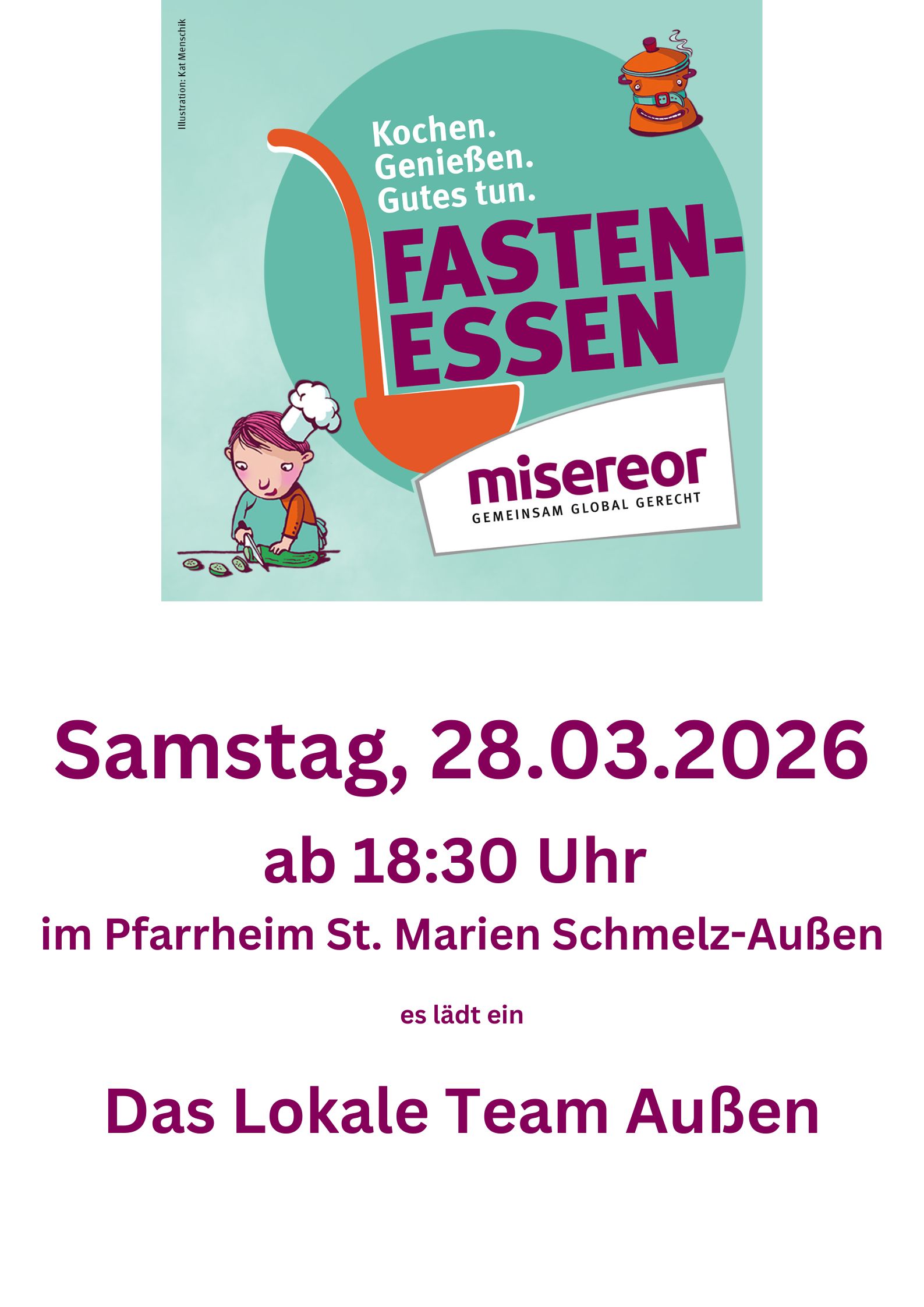 Fastenessen zugunsten von miserero-Projekten in Außen