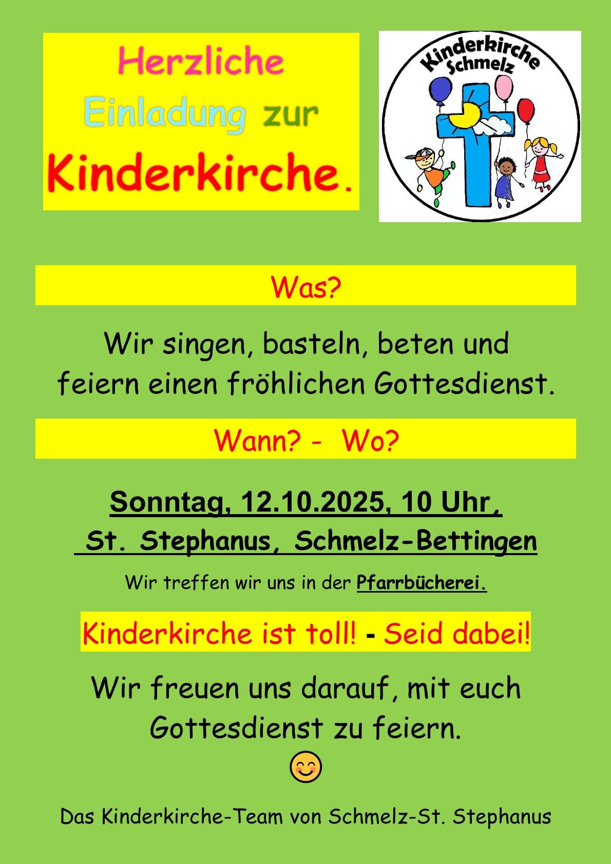 Einladung zur Kinderkirche