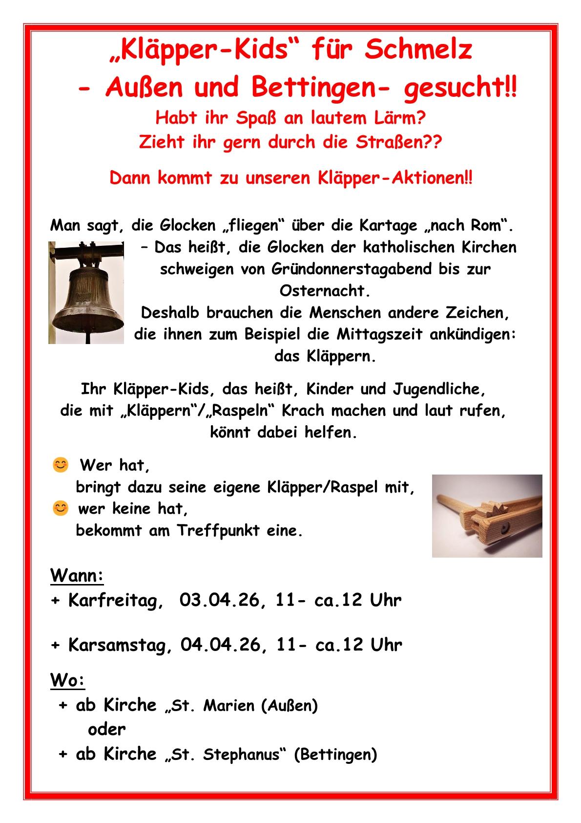 Kläpper-Kids für Schmelz gesucht