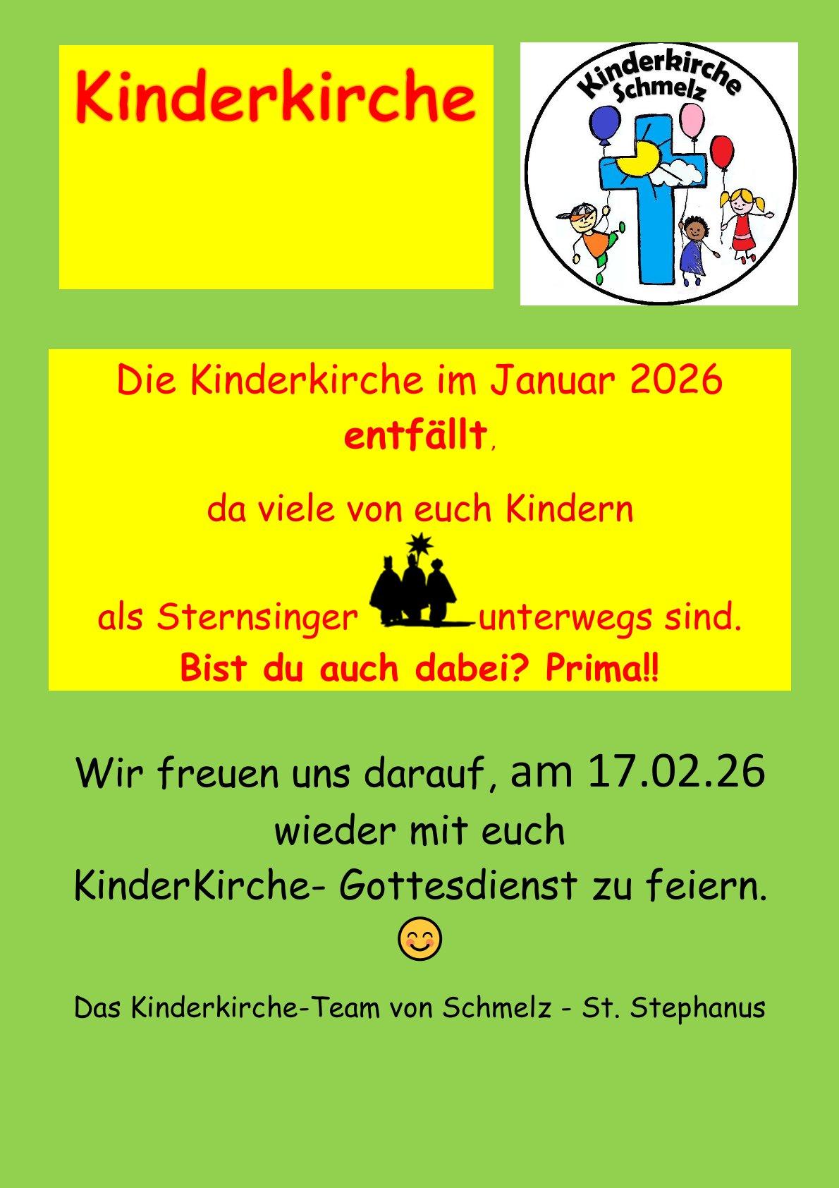 Die Kinderkirche im Januar entfällt