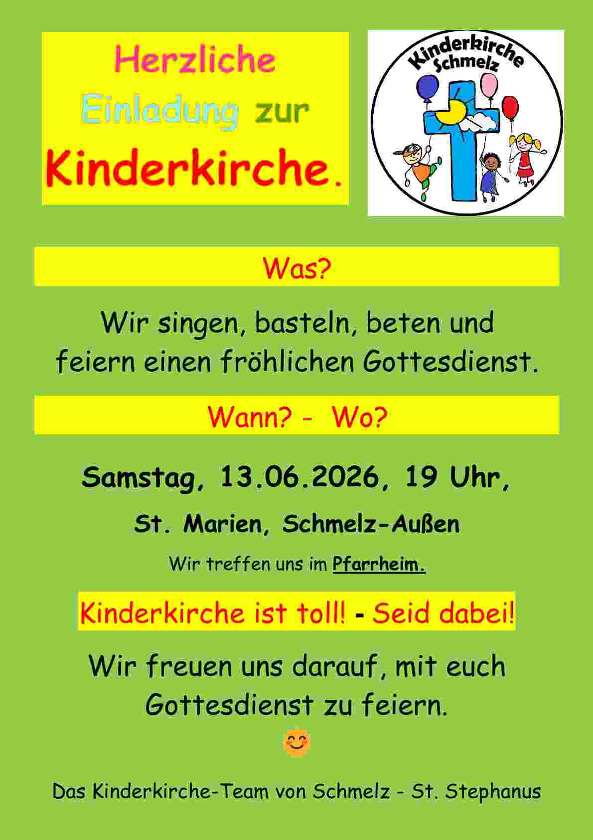 Einladung Kinderkirche Juni 2026