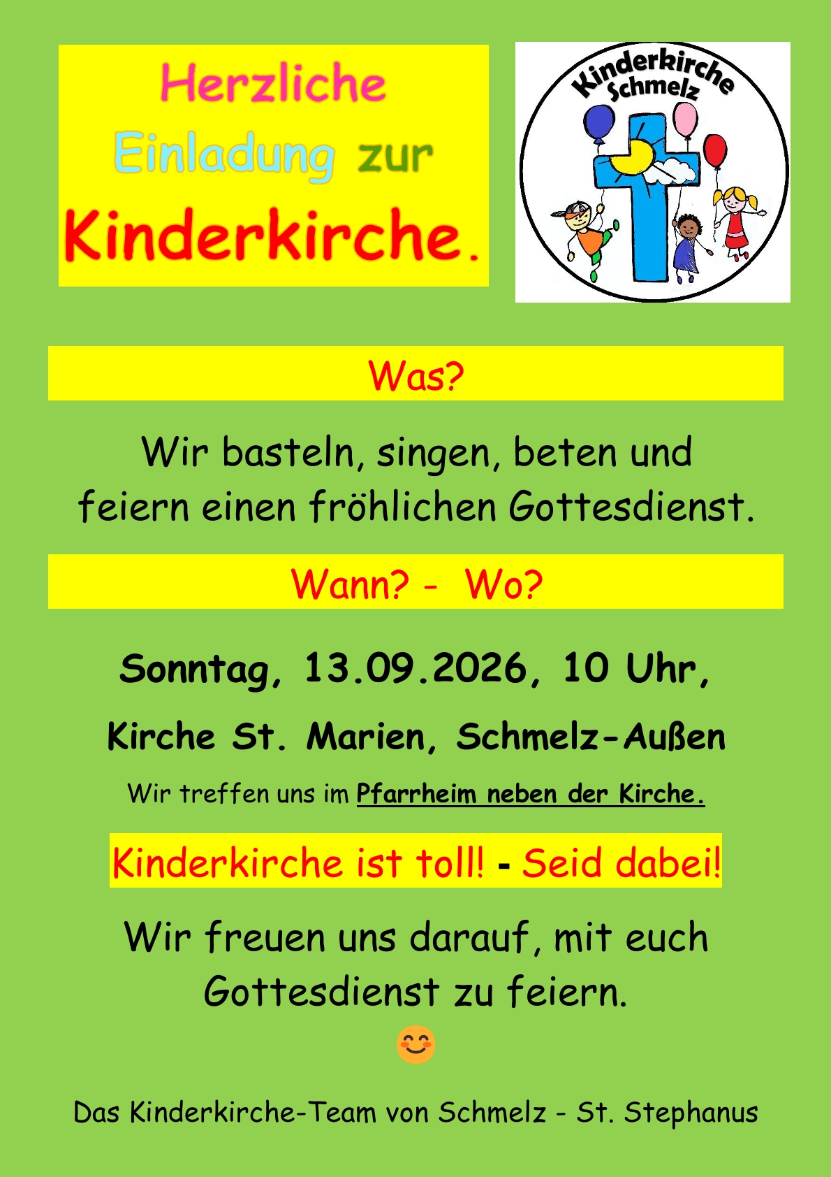 Einladung zur Kinderkirche im September