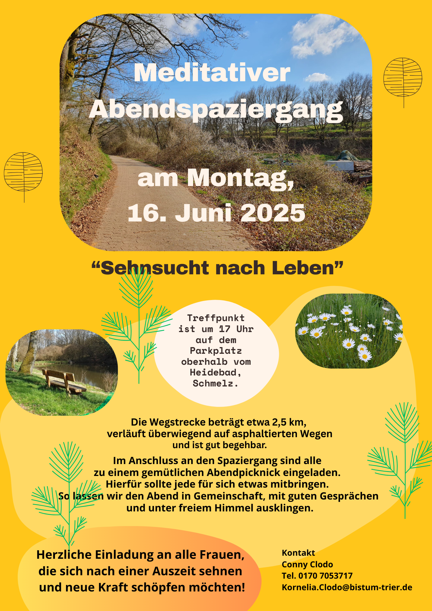 meditativer Abendspaziergang Sehnsucht nach Leben.